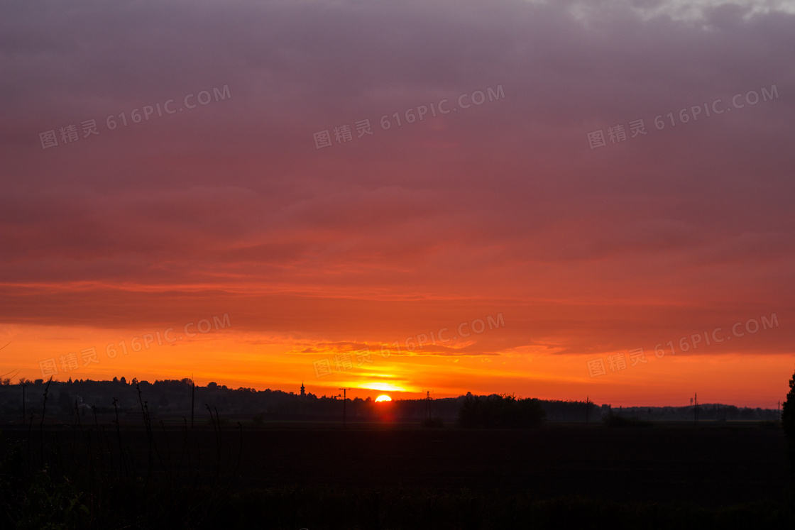 傍晚夕陽日落唯美圖片