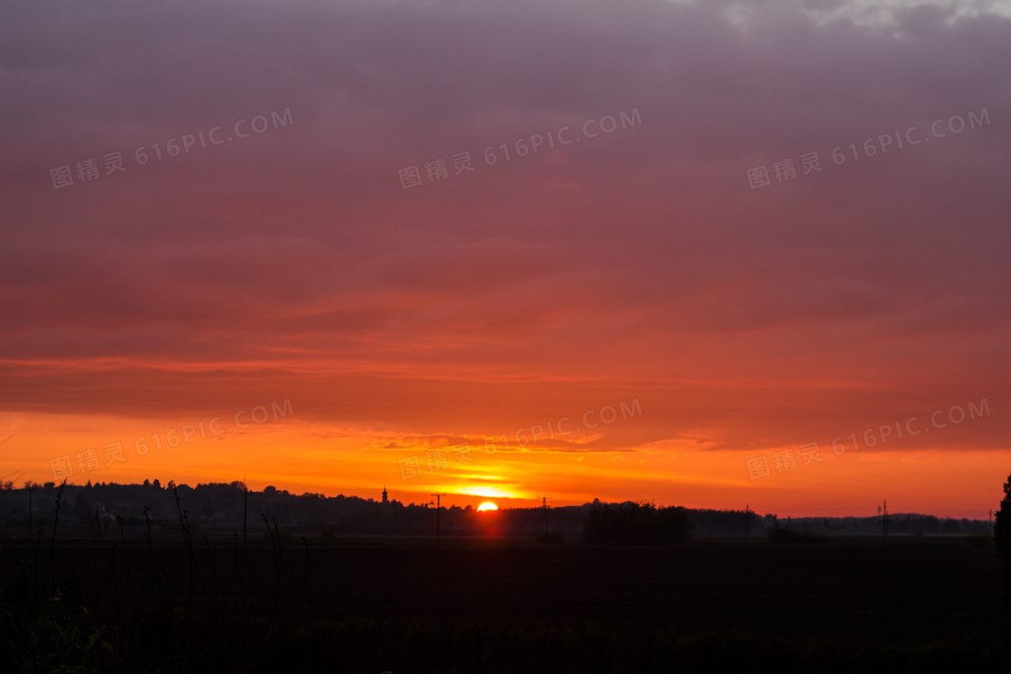 傍晚夕阳日落唯美图片