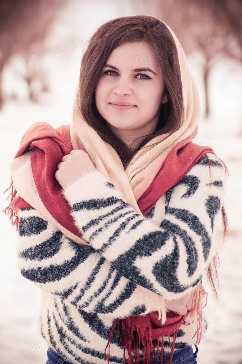 冬天围巾美女写真图片