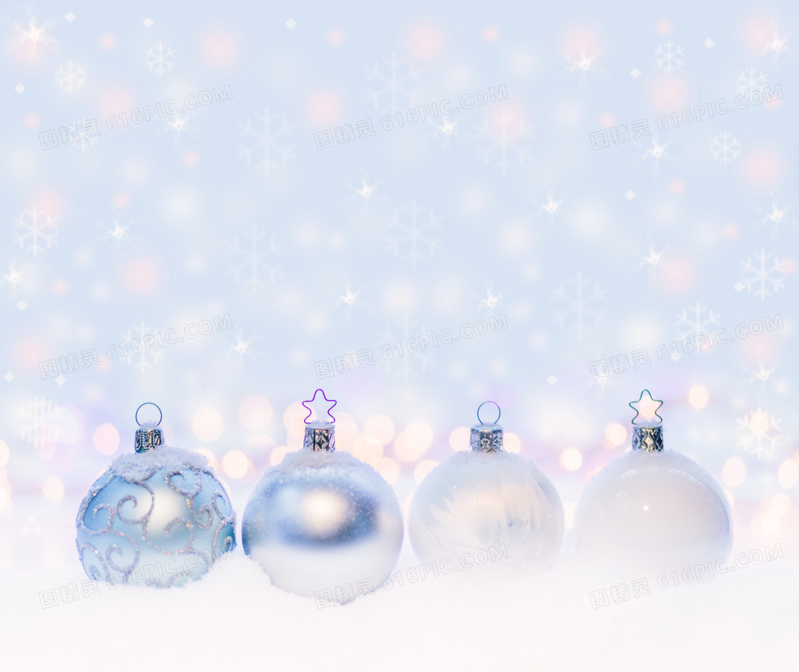 淡雅蓝色圣诞球图片