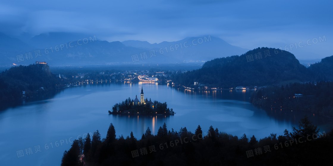 湖心岛夜景图片