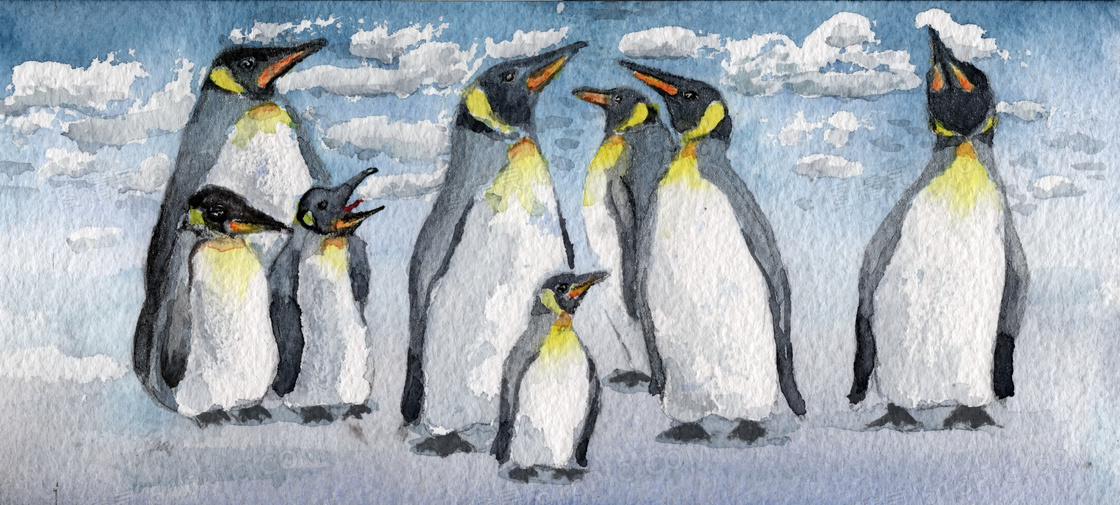 冰山企鹅创意画图片