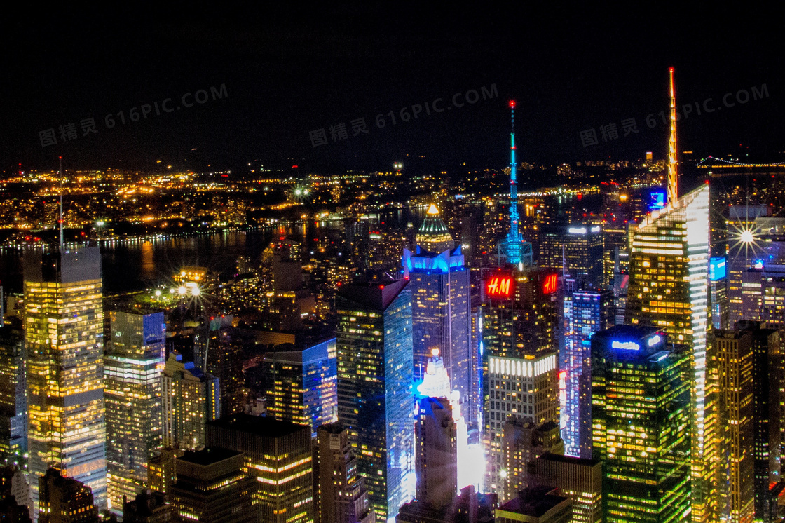 纽约曼哈顿帝国大厦夜景图片