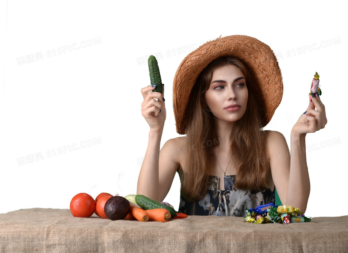 手持食材欧美美女图片