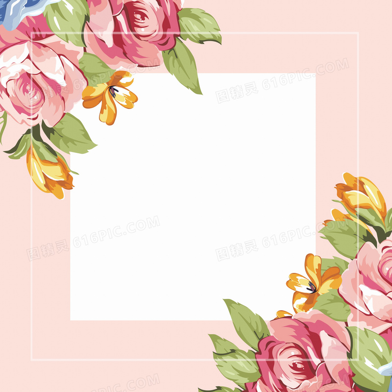 粉色花卉边框背景图片