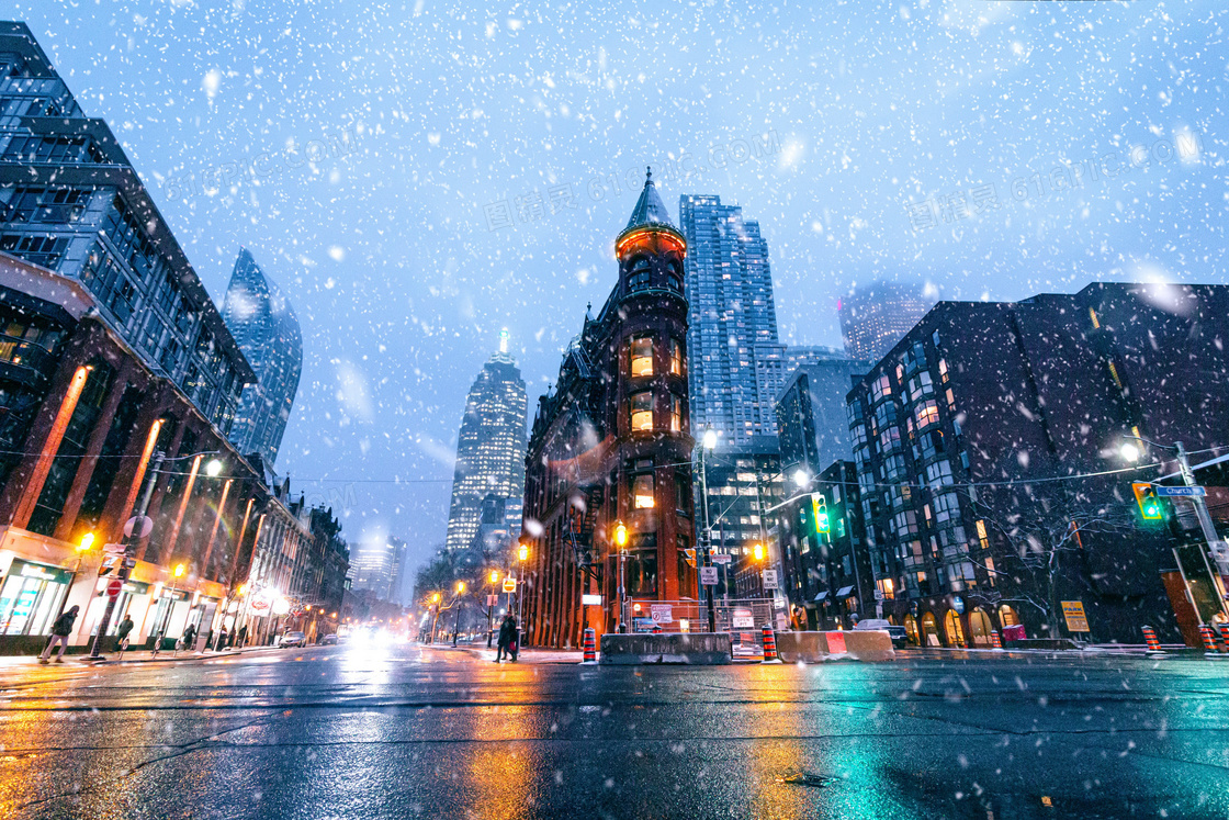 城市下雪唯美夜景图片 城市下雪唯美夜景图片大全