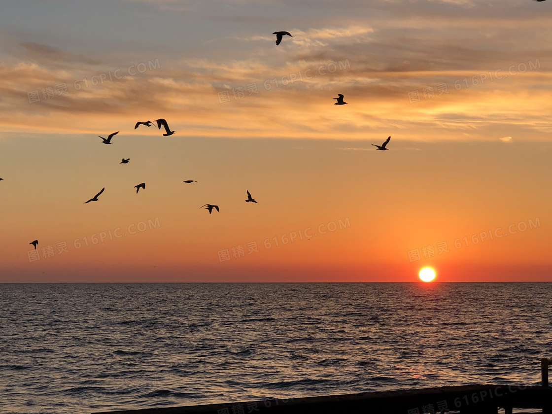 海上落日夕阳唯美图片
