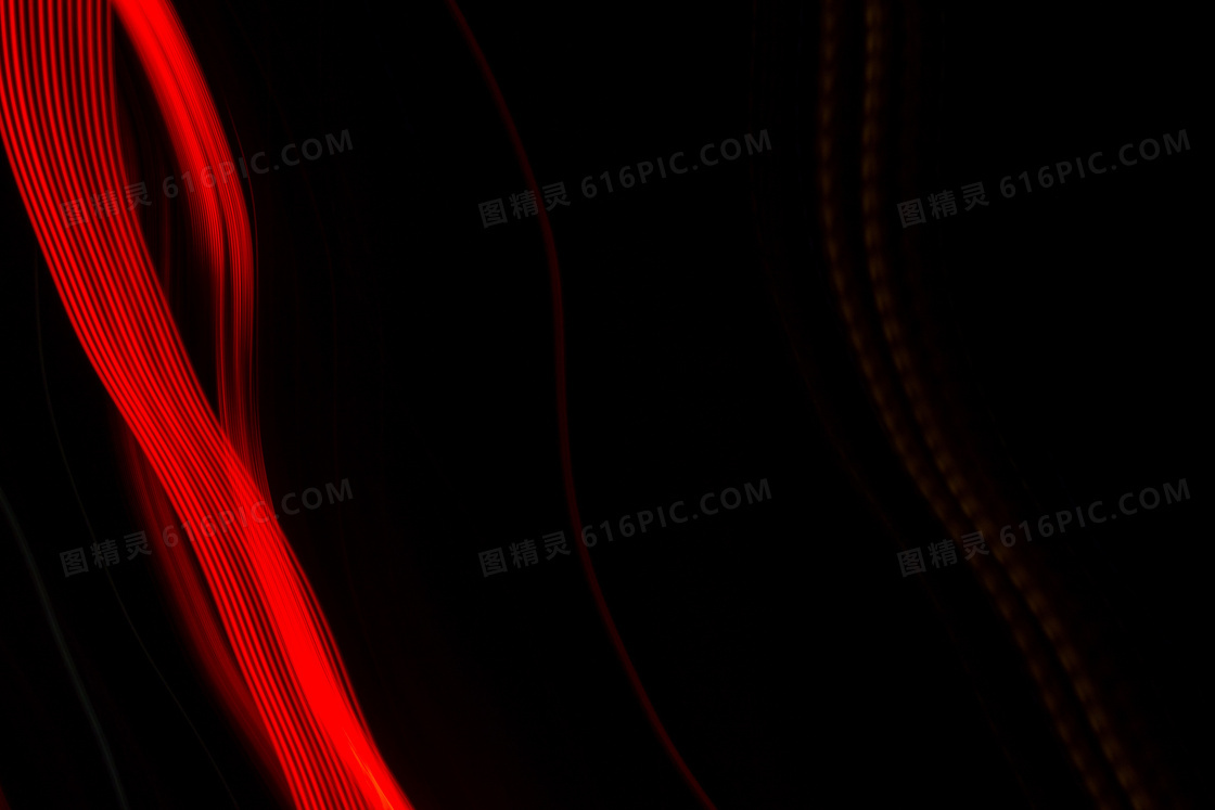 红色流动线条黑色背景图片