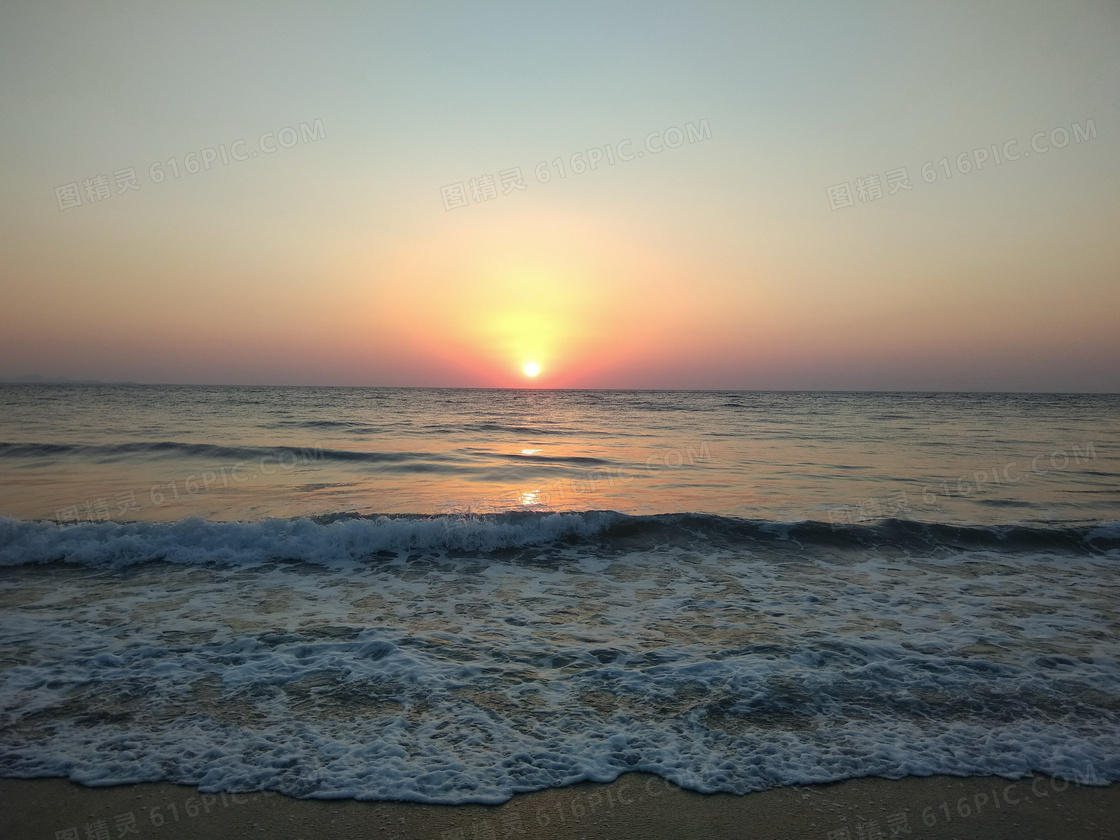 海上落日夕陽唯美風景圖片