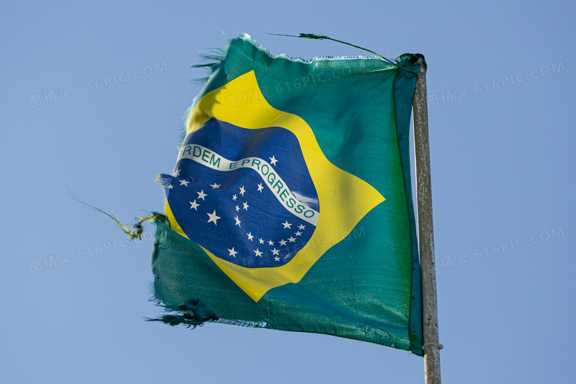 破旧巴西国旗图片