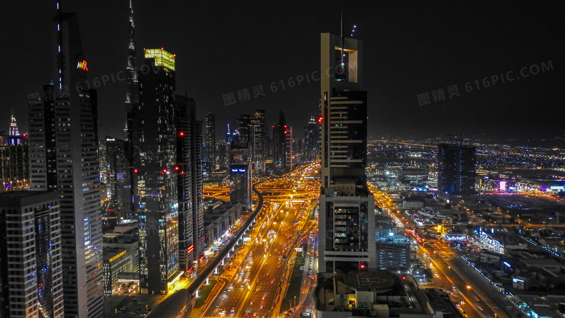 迪拜城市建筑夜景图片