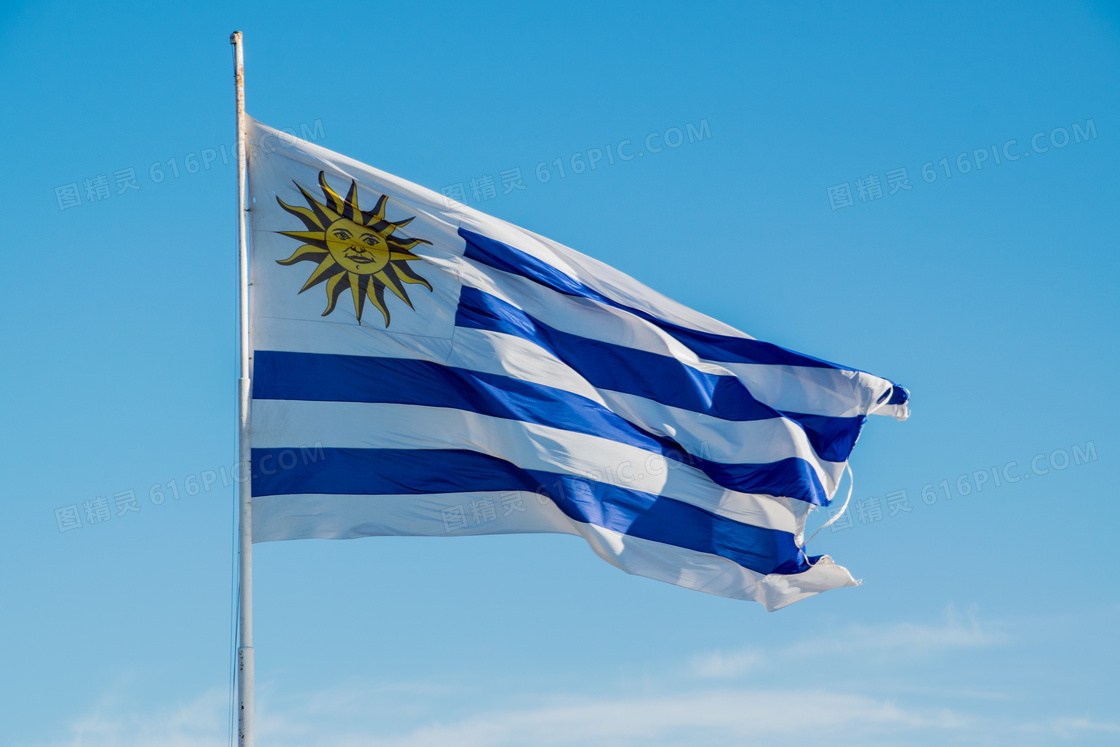 乌拉圭飘扬国旗图片