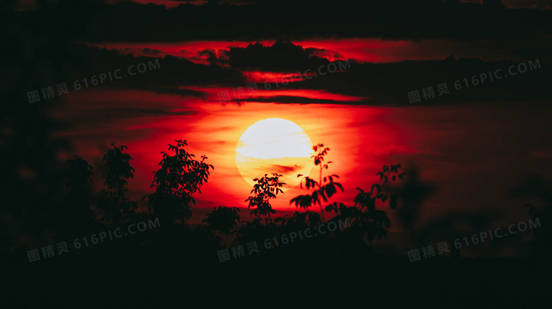 日落西山景观图片