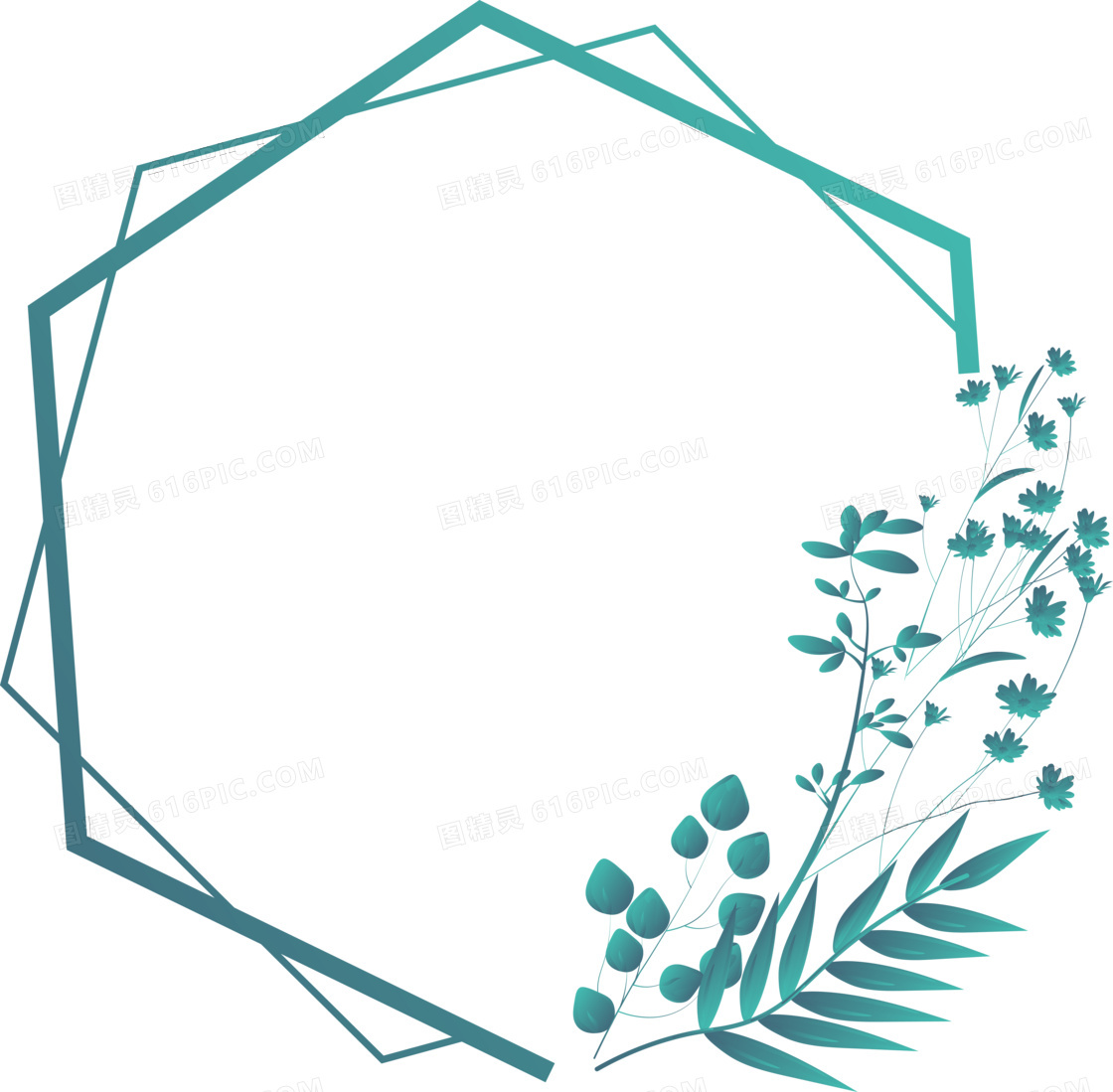 几何卡通花草边框图片