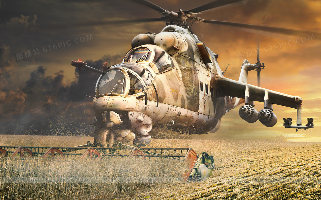 米24武装直升机摄影图片素材