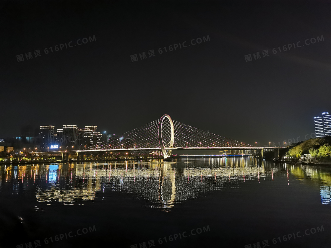 柳州白沙大桥夜景风光摄影图片