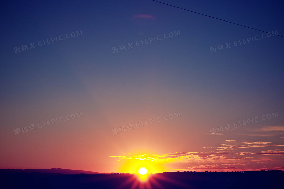 就快要落山的黄昏风光摄影高清图片