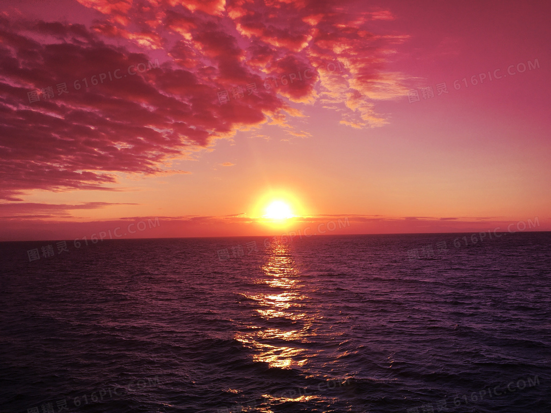 海上美丽的落日美景高清摄影图片