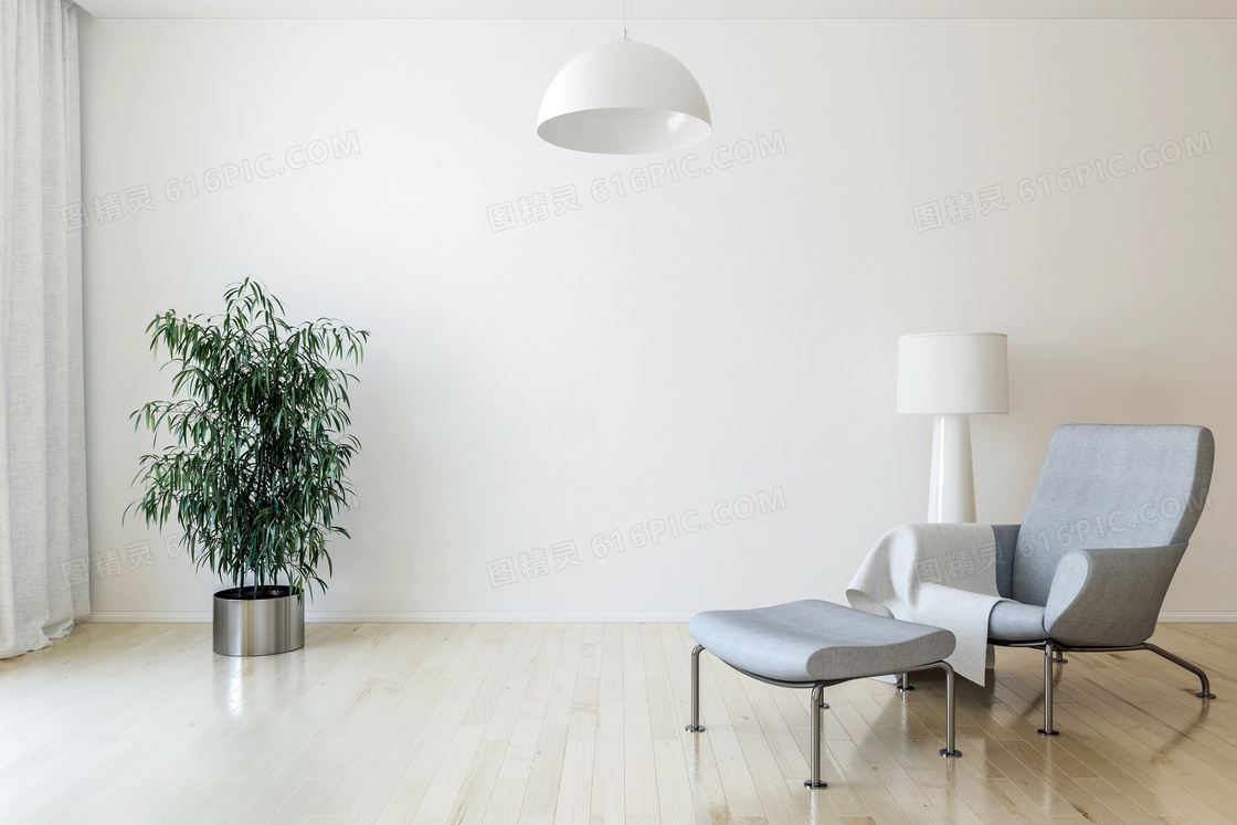 房间灯具与沙发绿植等渲染效果图片
