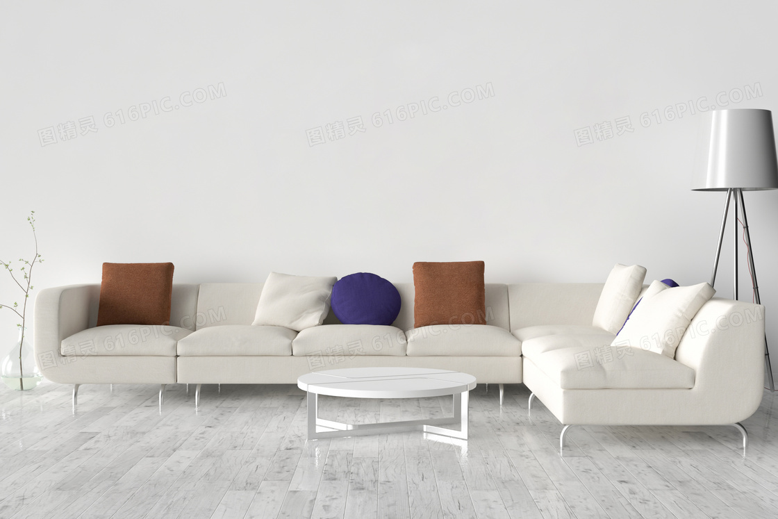 茶几与组合式沙发渲染效果高清图片