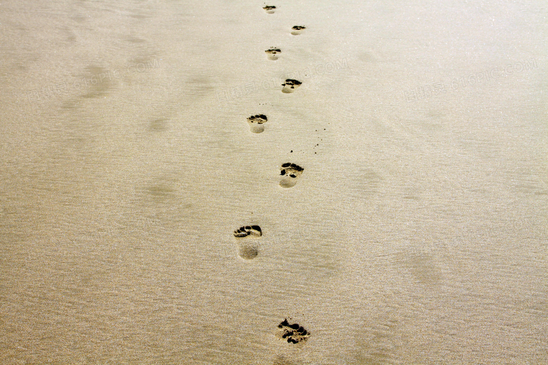 沙滩上的脚丫高清摄影图片