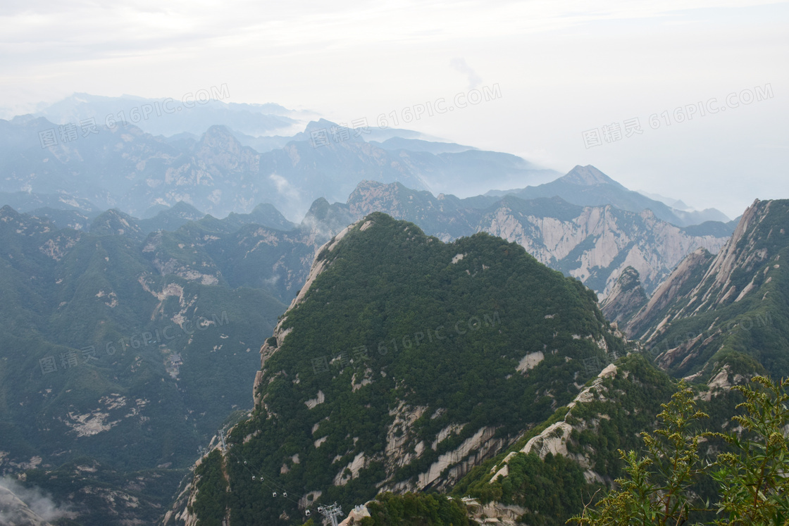 壮观的华山山顶美丽风光摄影图片