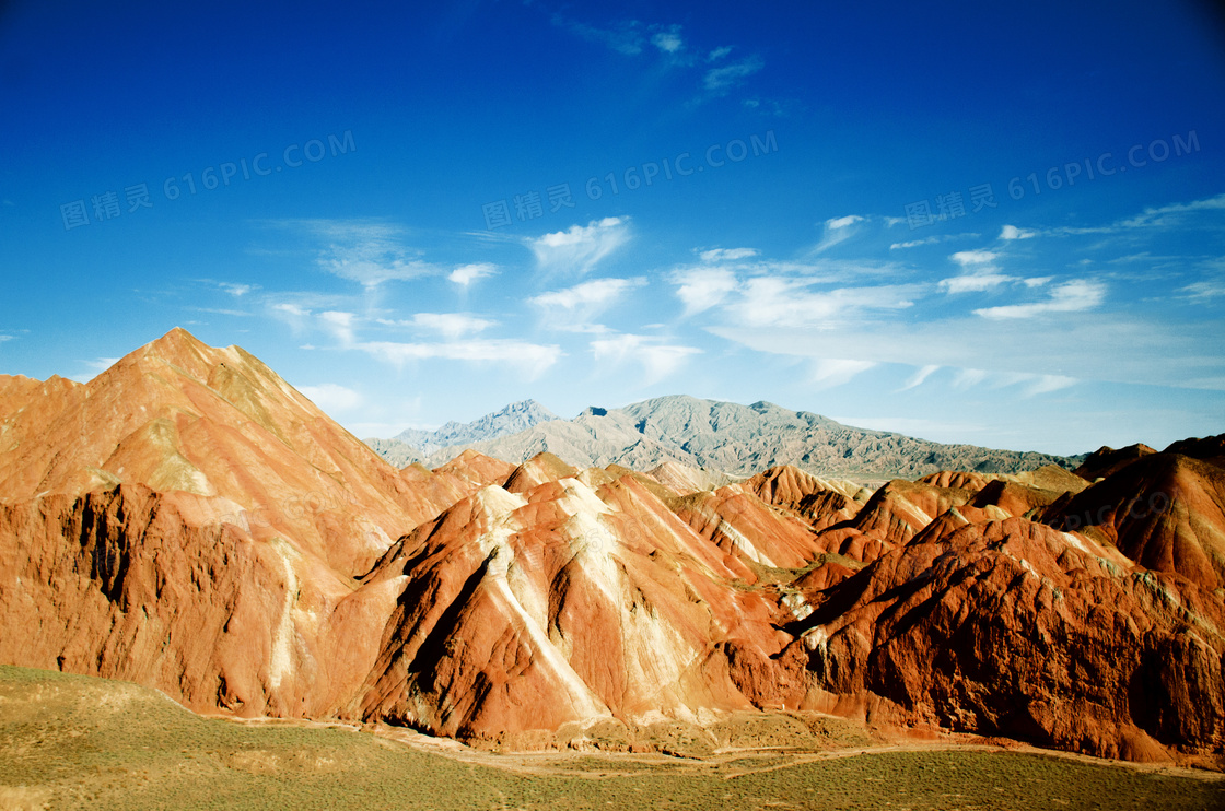 蓝天下的丹霞地貌高清摄影jpg图片免费下载 编号vjehk8lp1 图精灵
