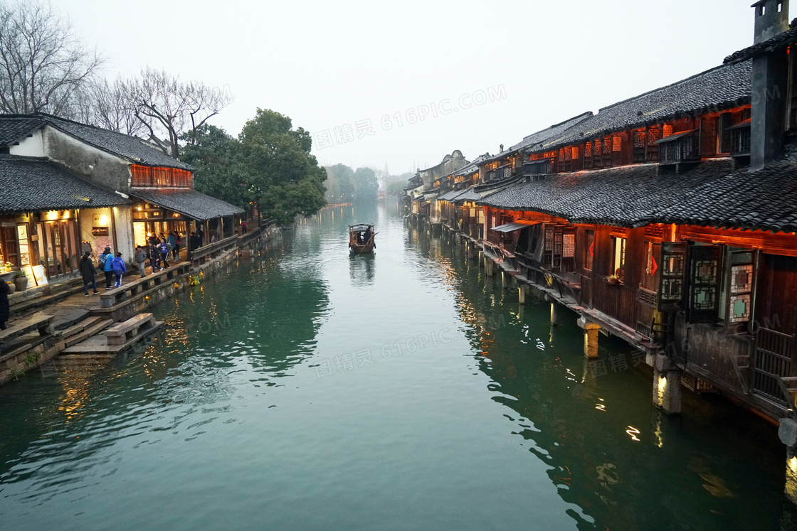 江南水乡乌镇西栅河道旅游摄影图片