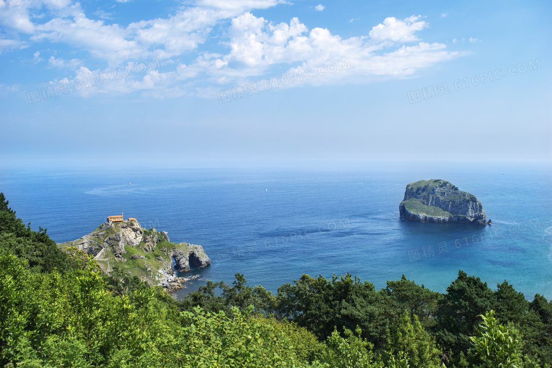 蓝天白云大海 青山图片