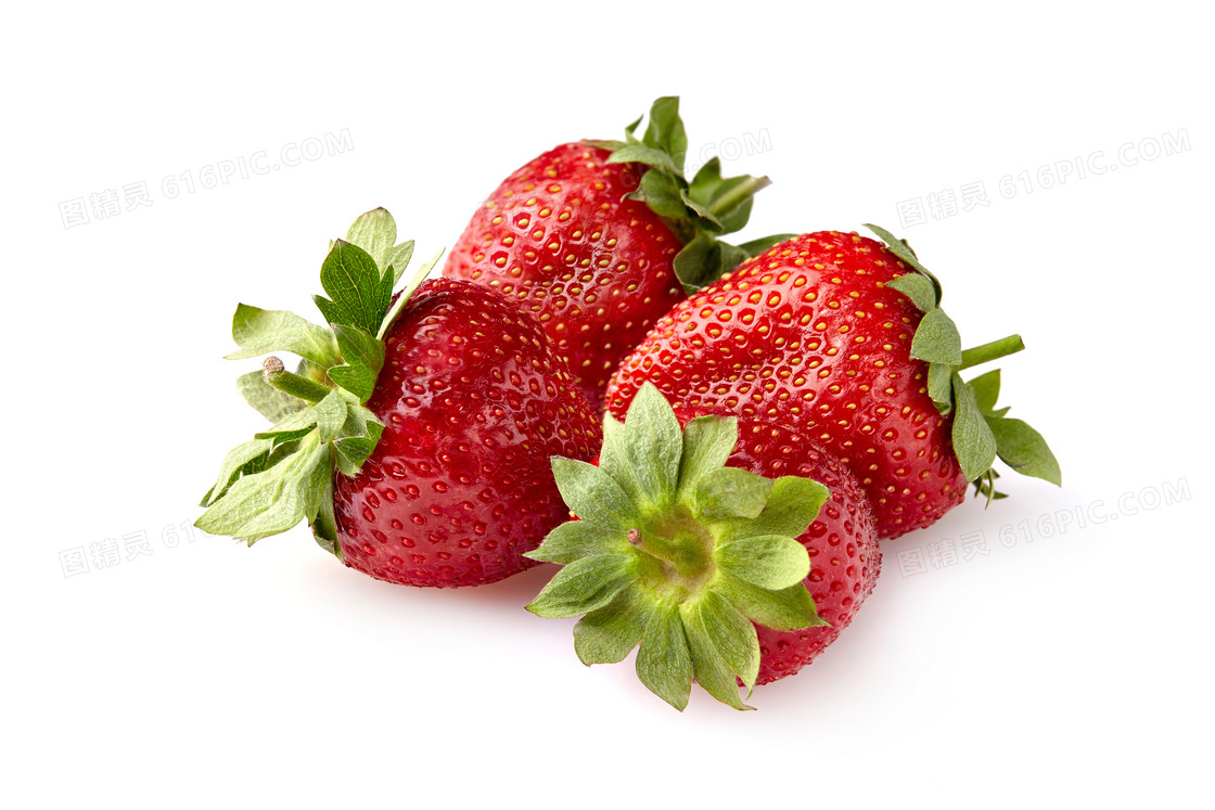 几个香甜诱人草莓特写摄影高清图片