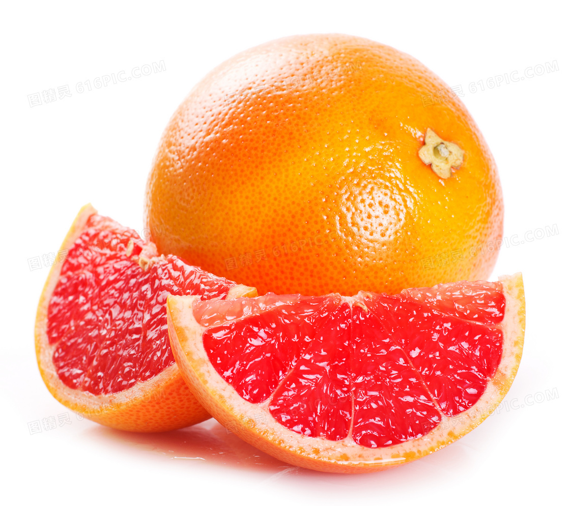 鲜嫩多汁的红色柚子摄影高清图片