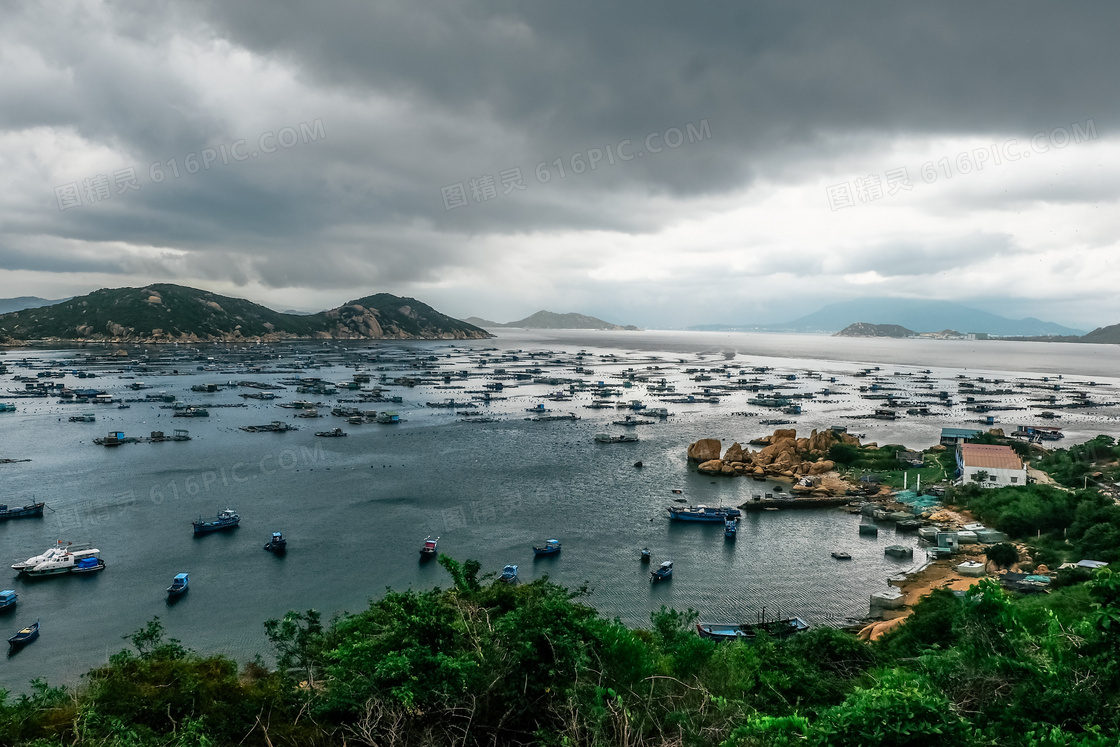 海边繁华的海港景观摄影图片