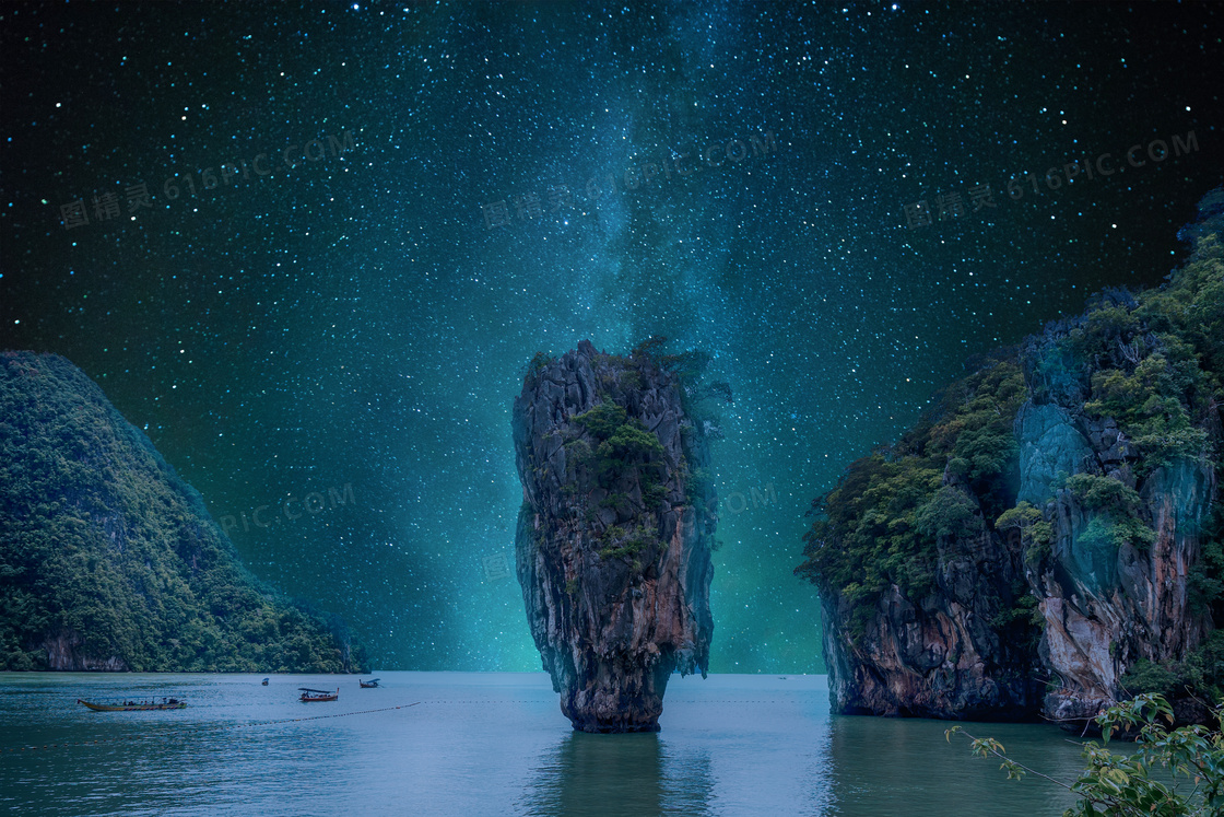 山水风光与浩瀚的星空摄影高清图片