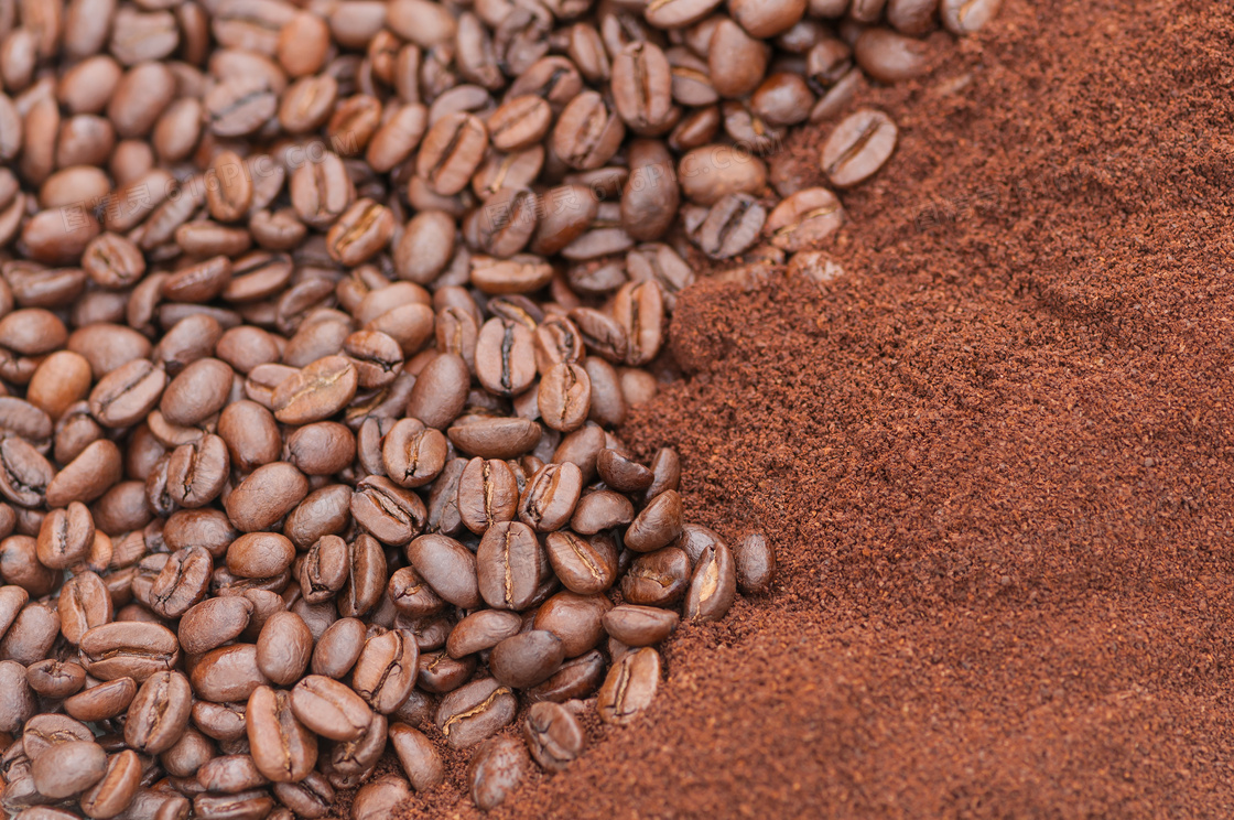 精选品质咖啡豆咖啡粉摄影高清图片