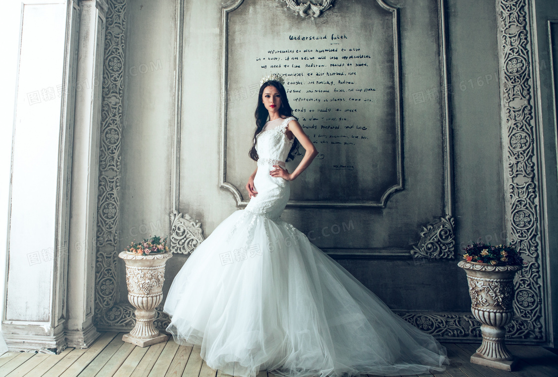 欧式风格房间婚纱新娘摄影高清图片