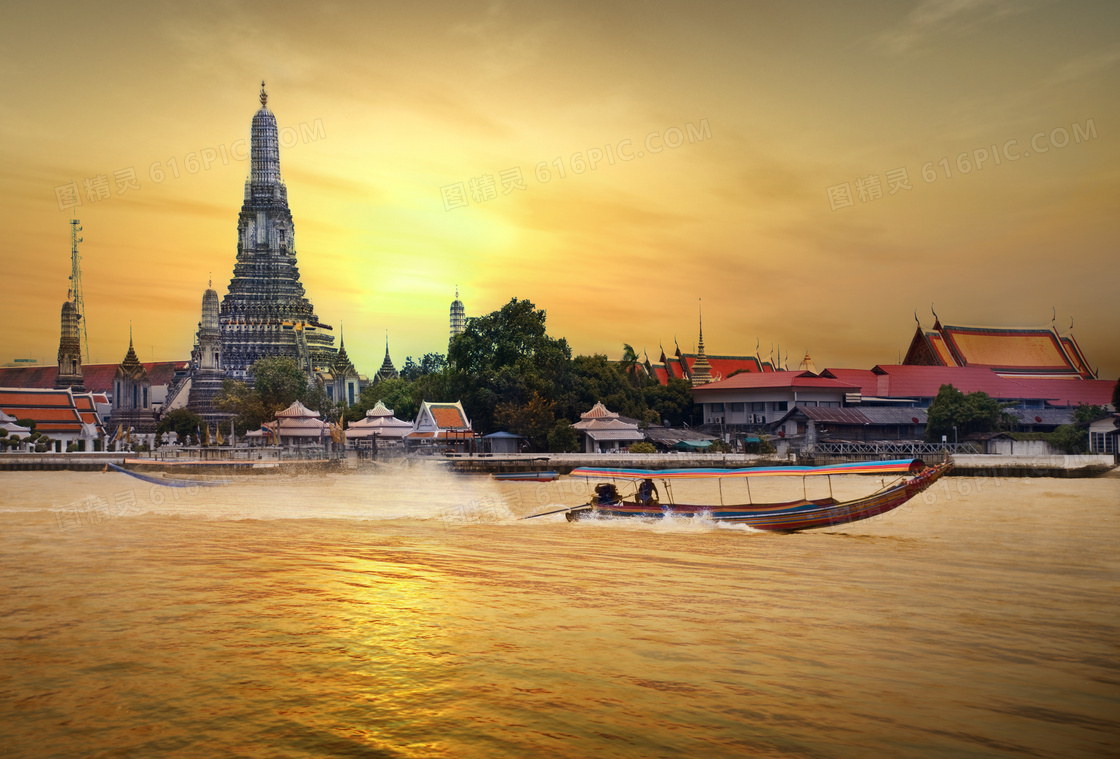 泰国曼谷的郑王庙风光摄影高清图片