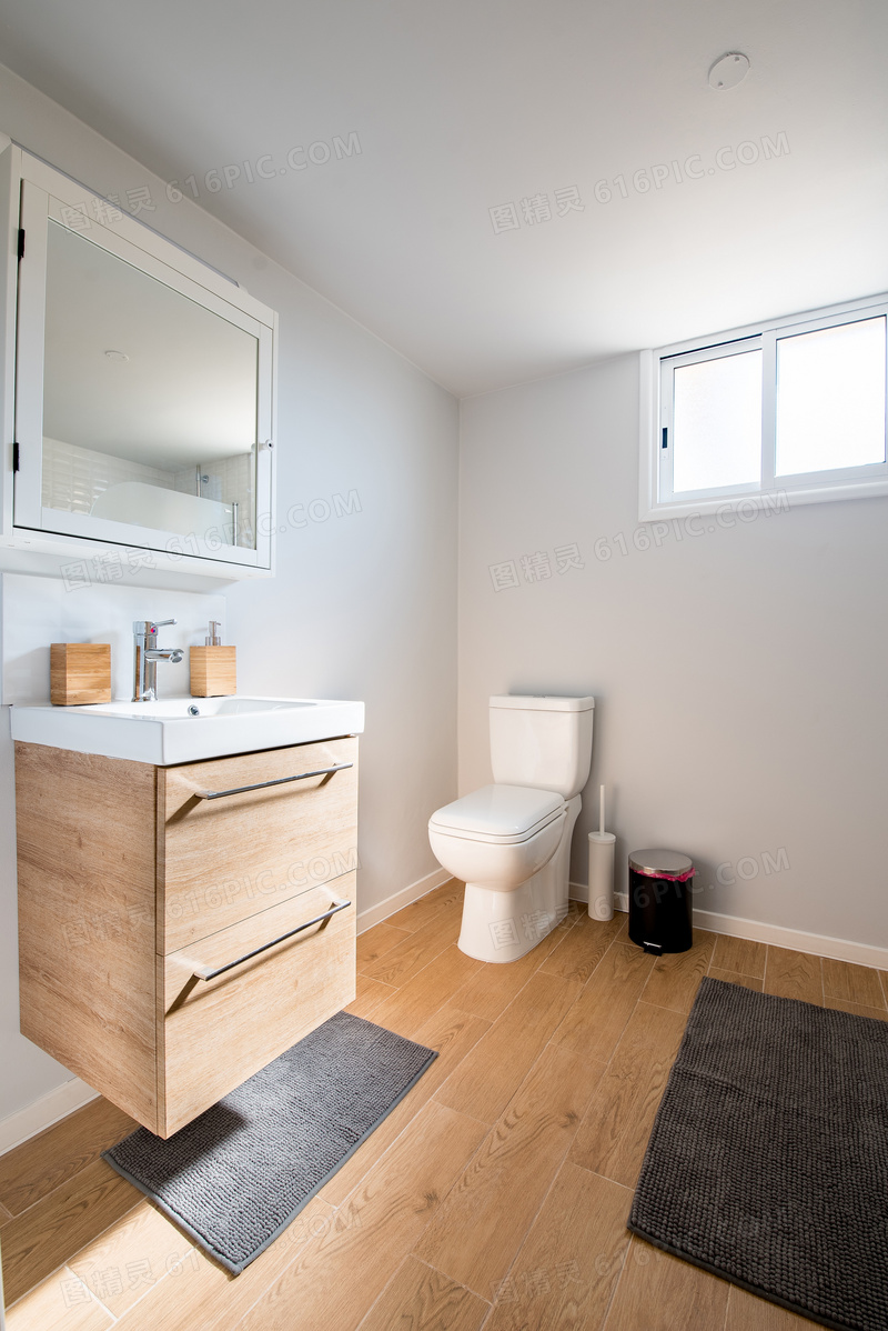 浴室柜与马桶卫浴设施摄影高清图片