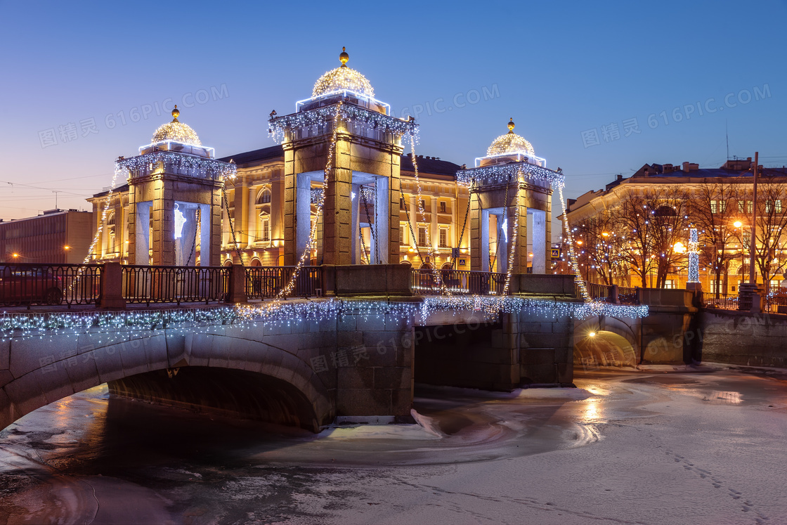 圣彼得堡罗蒙诺索夫桥摄影高清图片