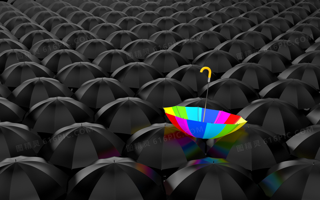 惹眼的彩虹色雨伞创意设计高清图片