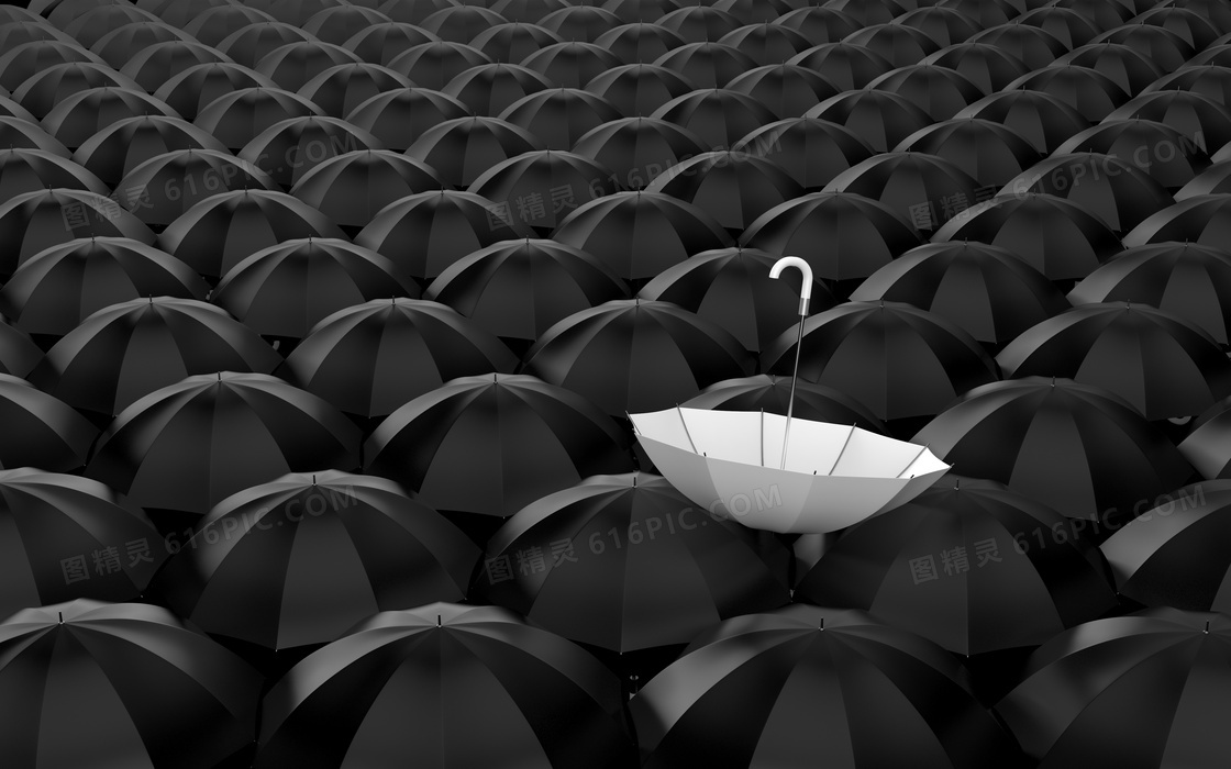 伞堆中的白色雨伞创意设计高清图片