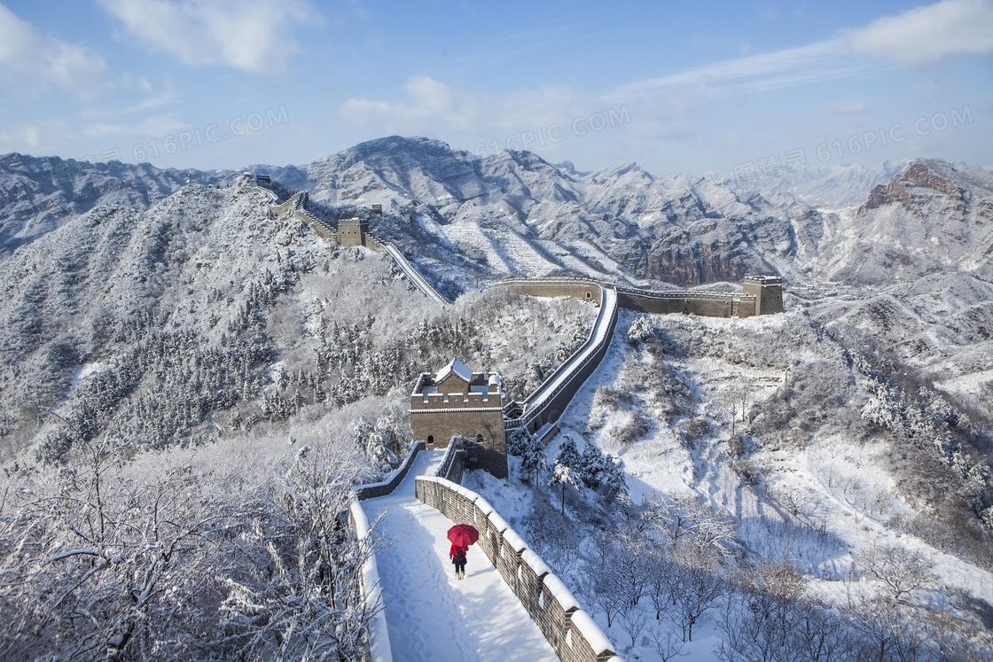 万里长城冬季雪后美景摄影图片