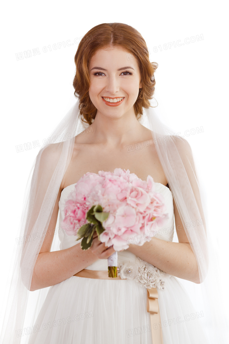 幸福笑容白纱新娘人物摄影高清图片