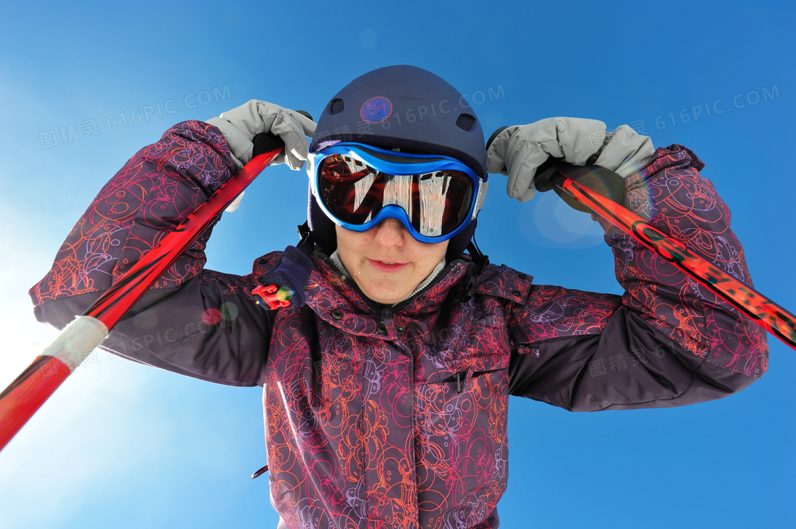 装备穿戴好的滑雪人物摄影高清图片