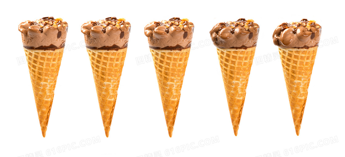 一字排开的冰淇淋特写摄影高清图片