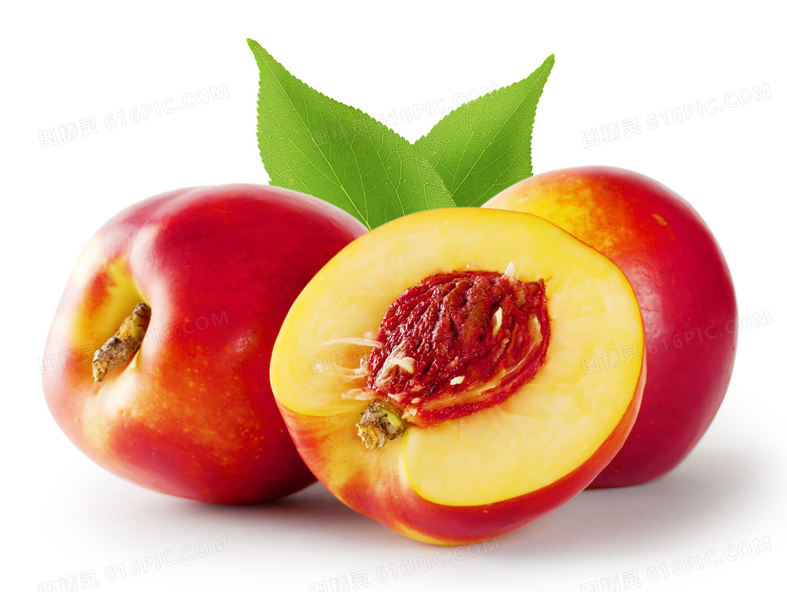 可清晰看到果肉的桃子摄影高清图片