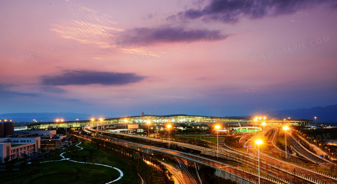 重庆机场T3航站楼美丽夜景摄影图片
