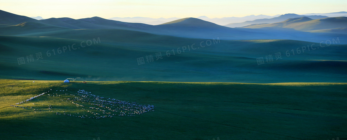 内蒙古大草原美丽日出摄影图片