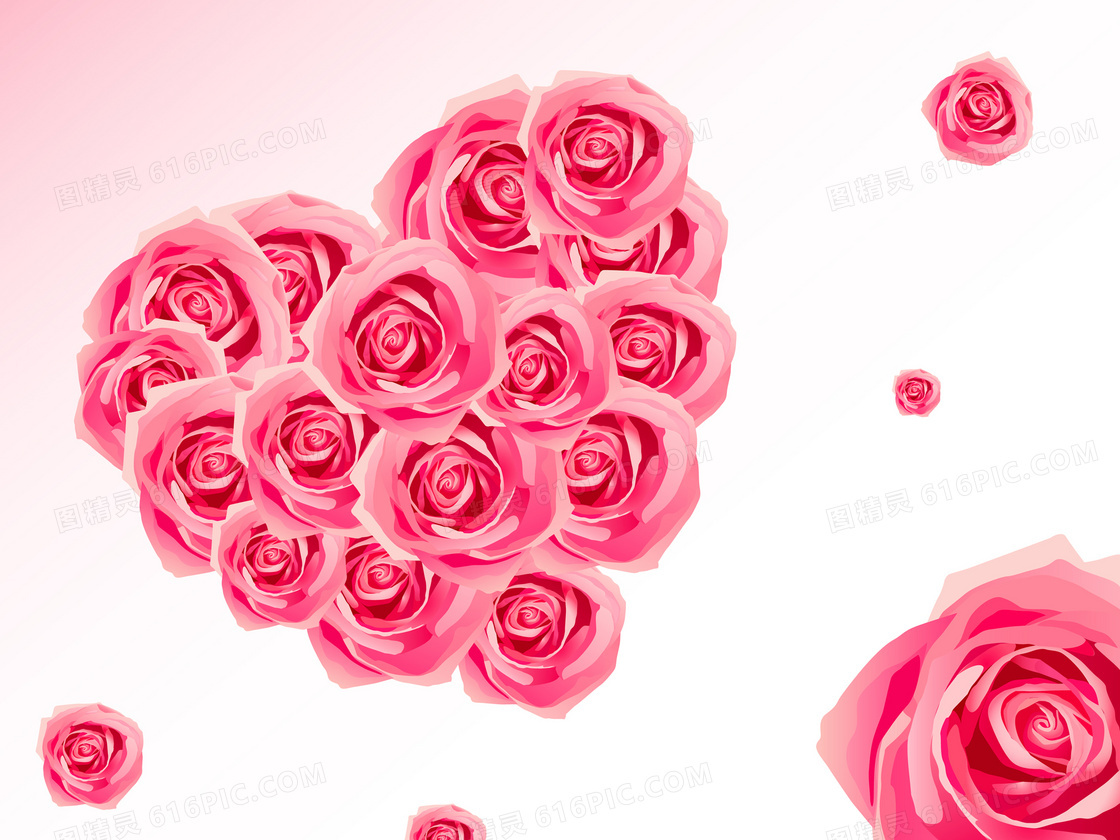 玫瑰花组成的心形图案创意高清图片