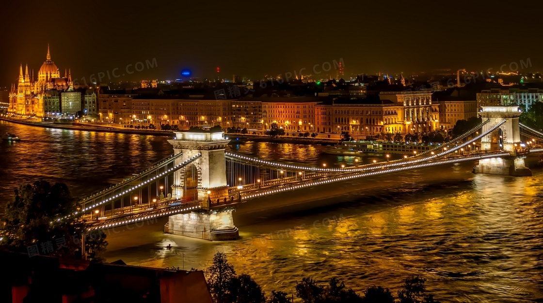 布达佩斯多瑙河塞切尼链桥高清图片
