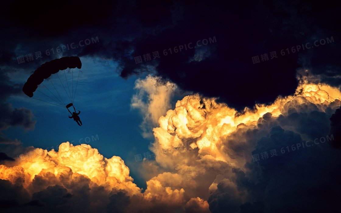 无动力滑翔伞运动人物摄影高清图片